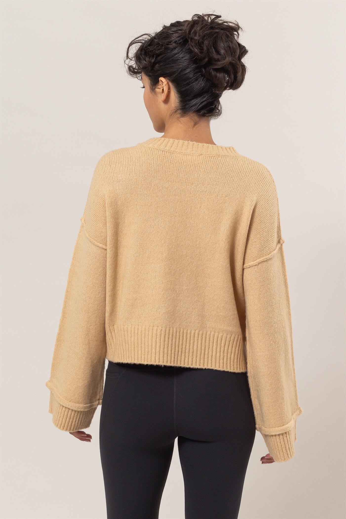 HYFVE Round Neck Dropped Shoulder Ribbed Sweater 