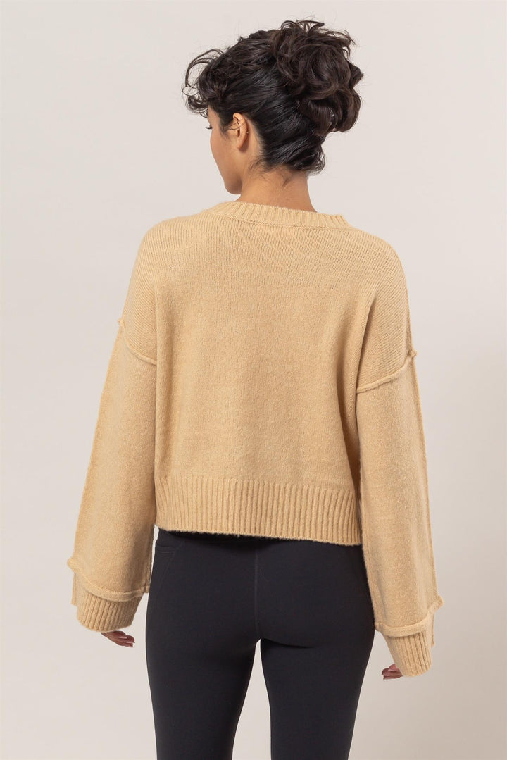 HYFVE Round Neck Dropped Shoulder Ribbed Sweater 