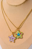 Rhinestone Decor Star Box Pendant Necklace 
