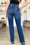 Judy Blue Full Size High Waist Rigid Magic Heavy Destroy Straight Jeans 