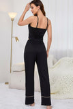 Contrast Trim Cropped Cami and Pants Loungewear Set Lingerie & Nightwear