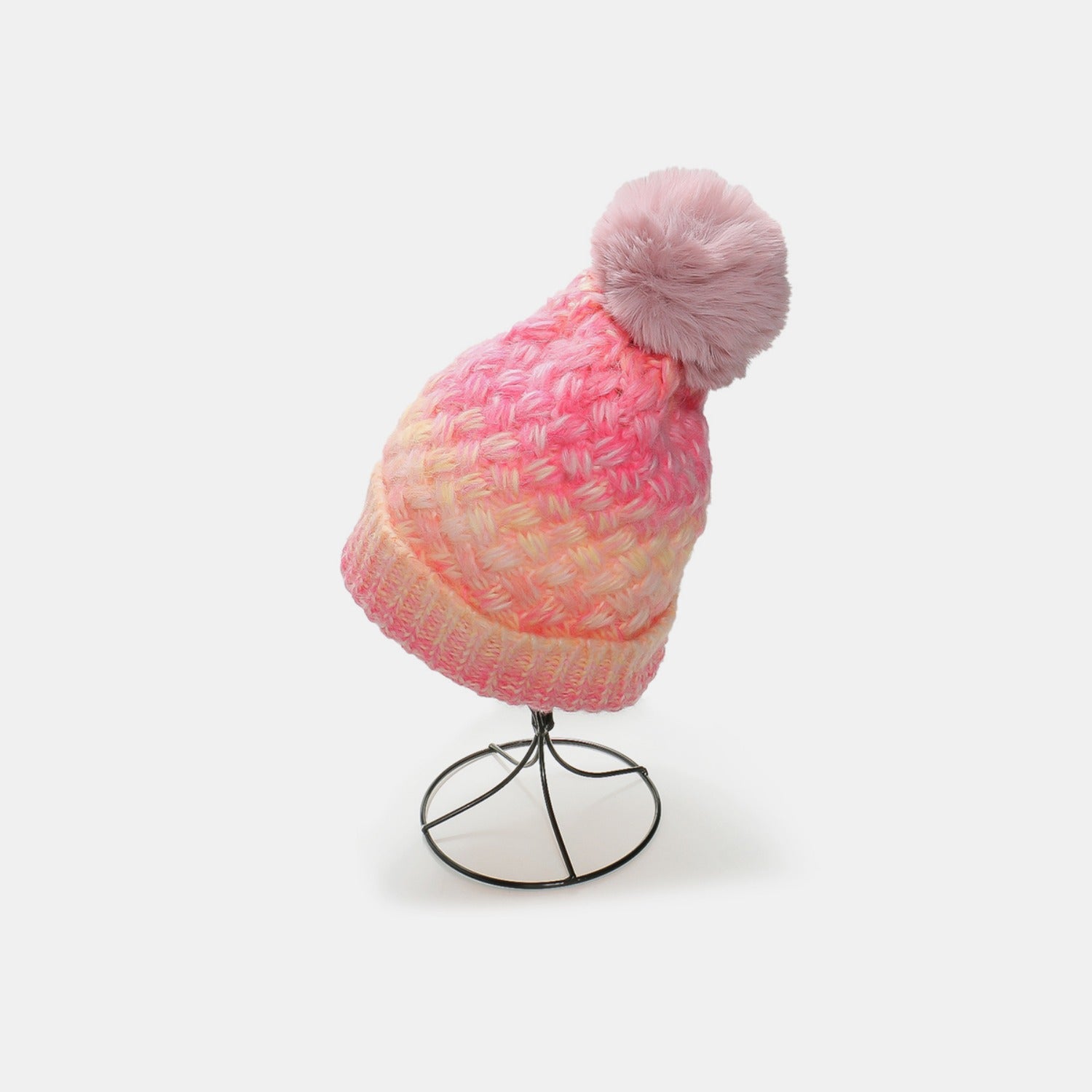 Gradient Knit Hat with Pompom 