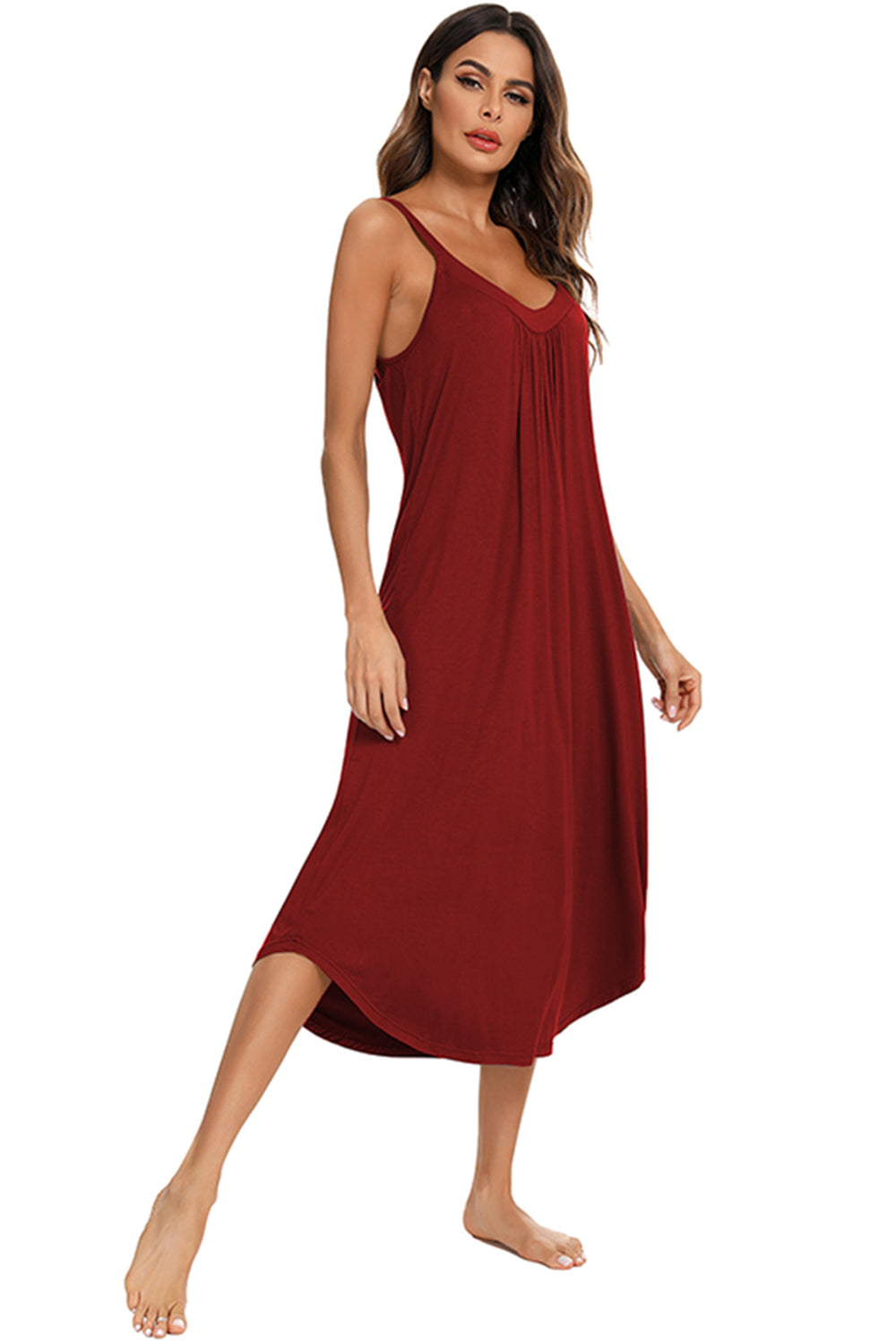 V-Neck Midi Lounge Dress 