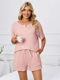 Notched Short Sleeve and Shorts Lounge Set Lingerie & Nightwear