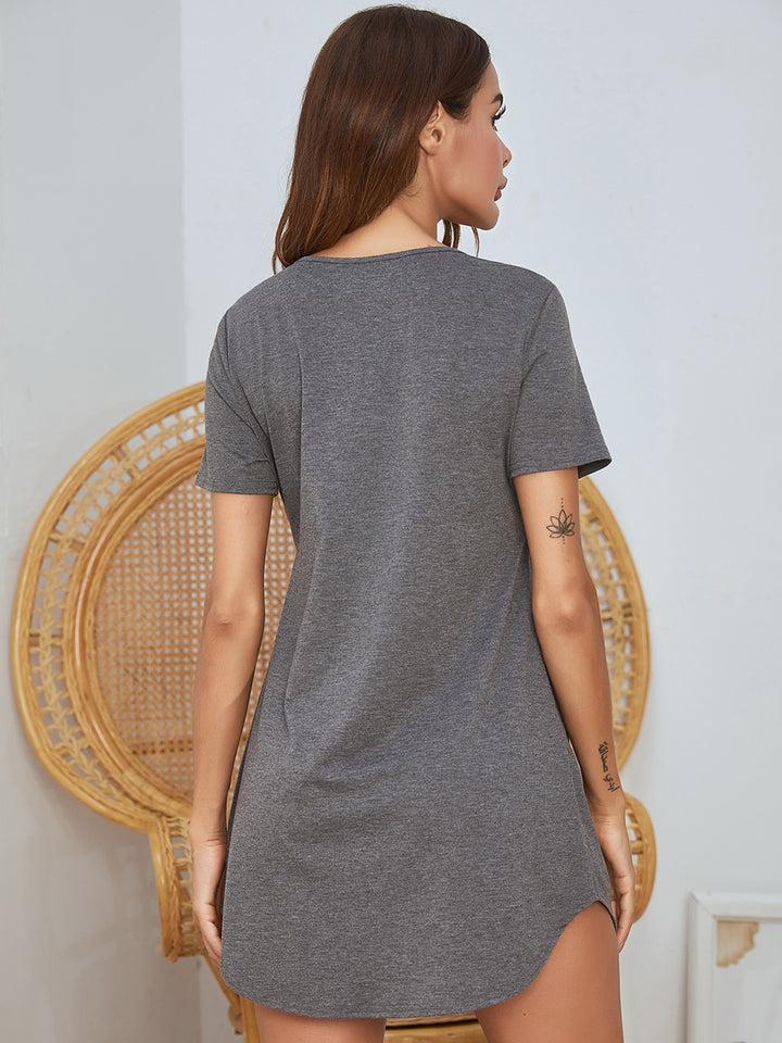 V-Neck Short Sleeve Lounge Dress 
