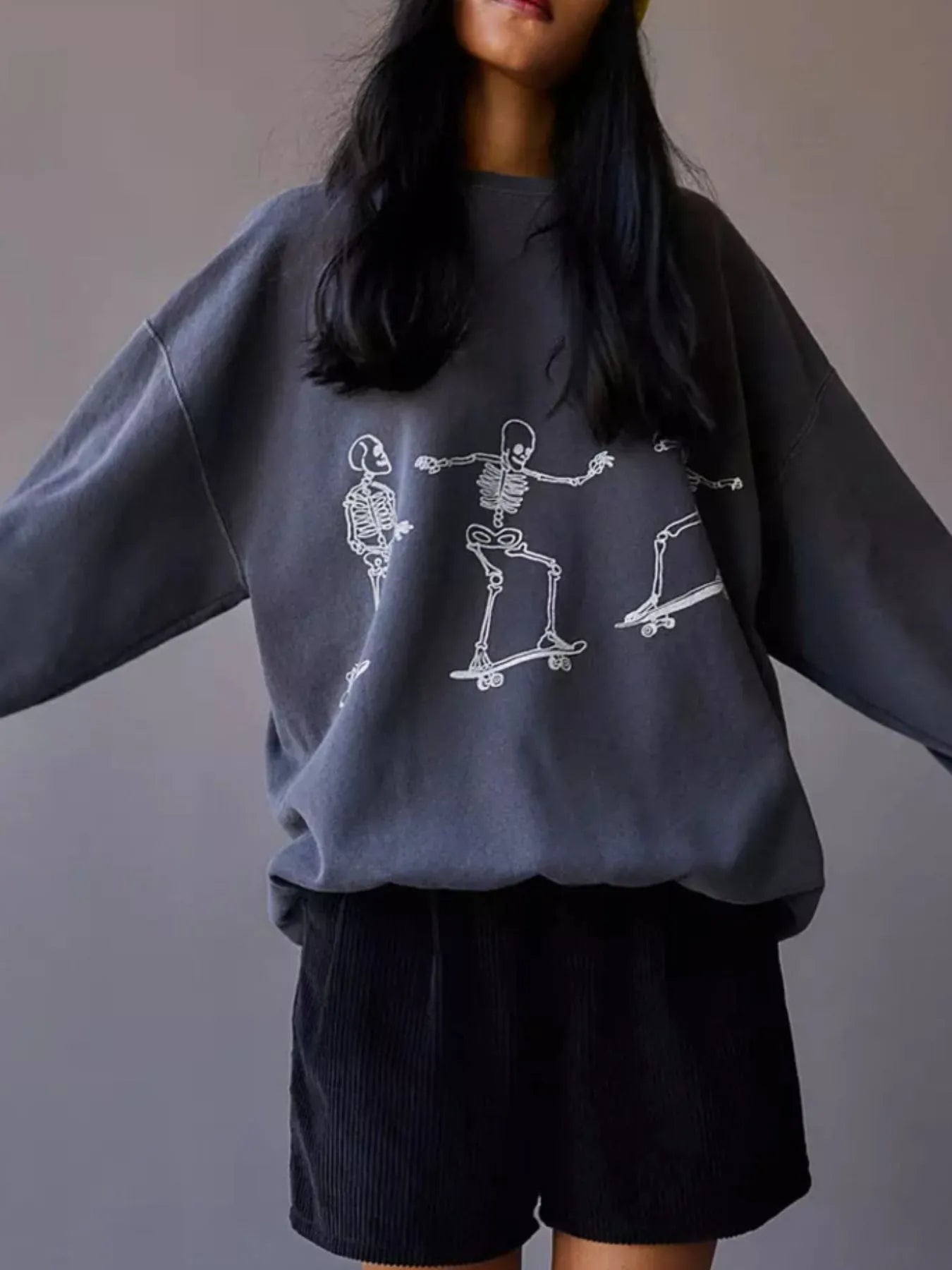 Skeleton Graphic Oversized Sweatshirt 