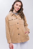 Love Tree Corduroy Button Up Jacket with Sherpa Inside 