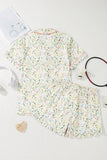Printed Button Up Short Sleeve Top and Shorts Lounge Set Lingerie & Nightwear