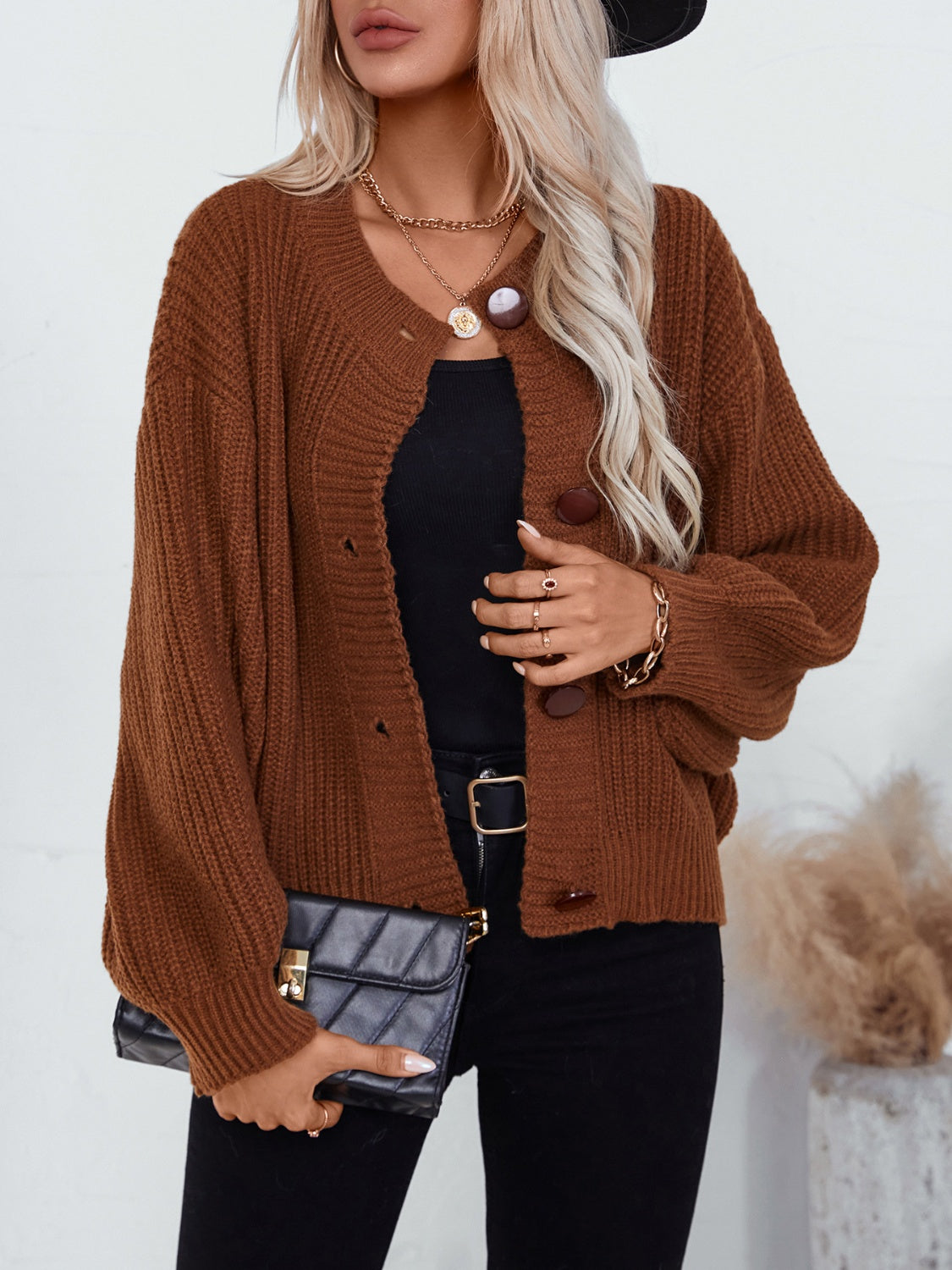 Button Down Long Sleeve Cardigan 