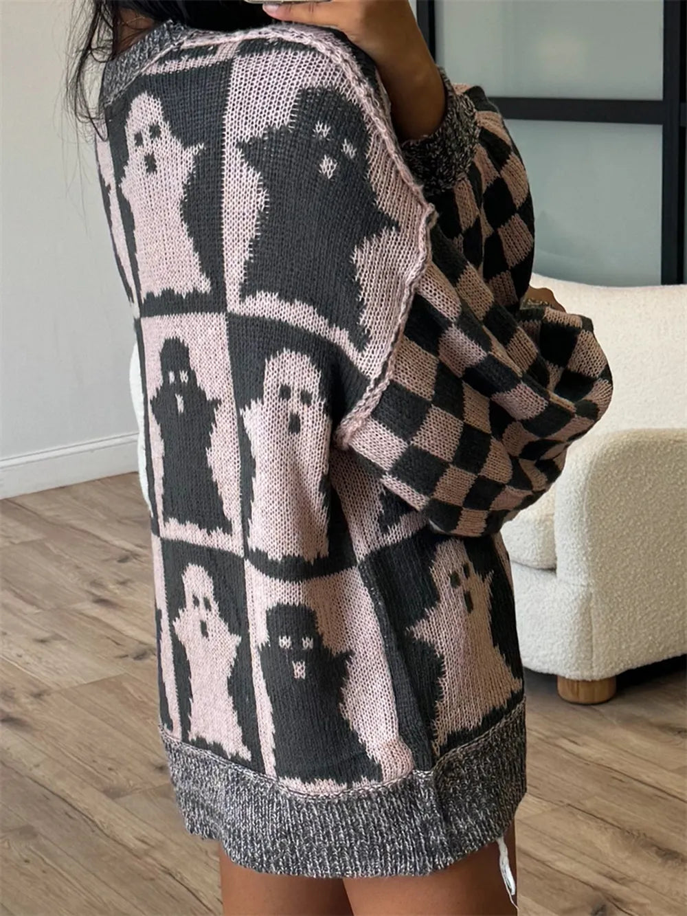 Ghost Dropped Shoulder Long Sleeve Sweater 