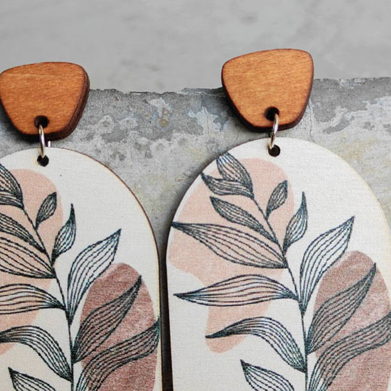 Geometrical Shape Wooden Drop Earrings 