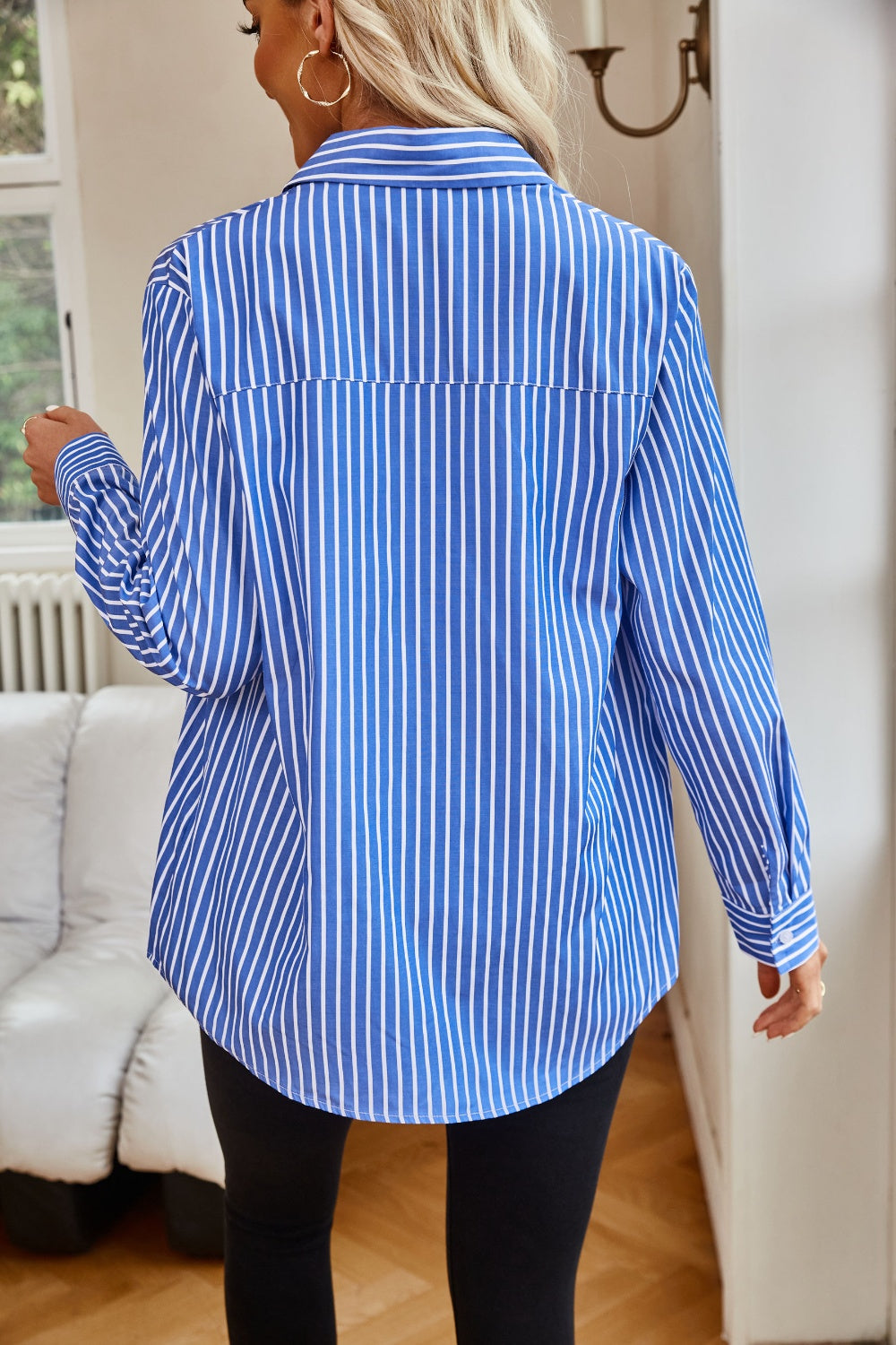 Lovelet Striped Button Up Long Sleeve Shirt 