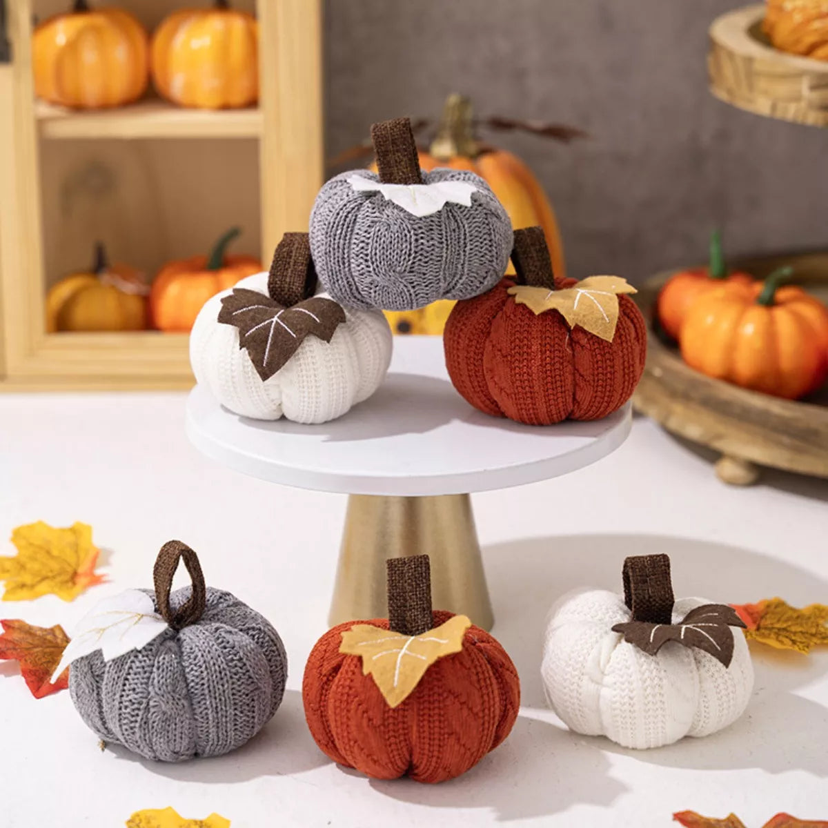Knitted Pumpkin Decorative Ornaments 