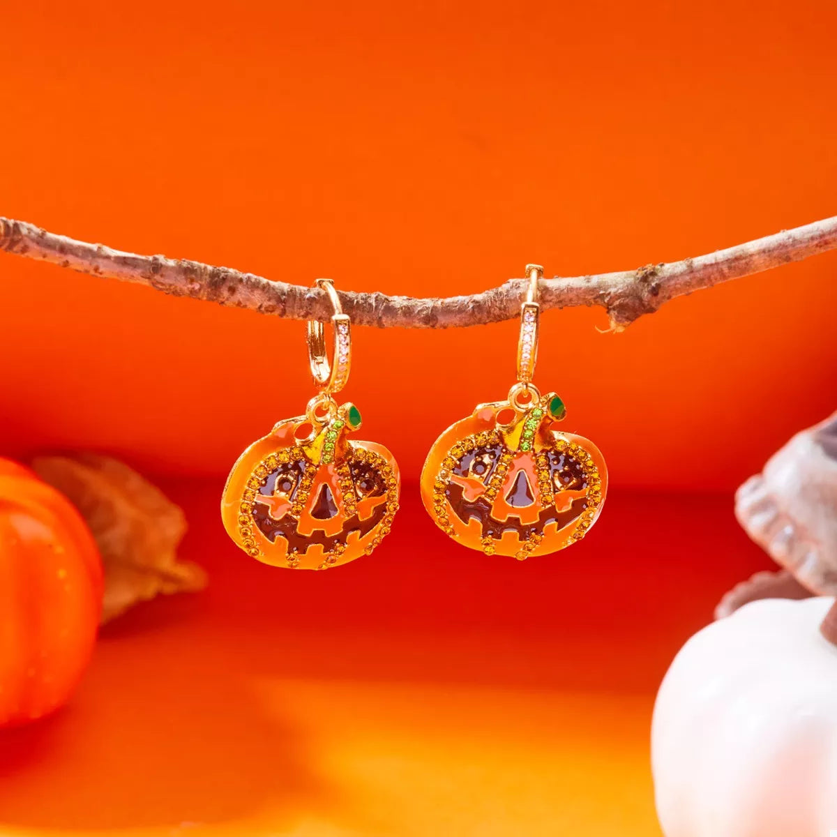 Halloween Pumpkin Drop Earrings 