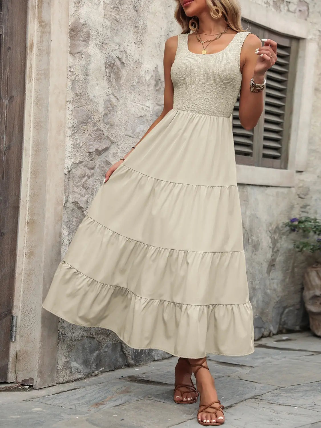 Ivy Lane Smocked Scoop Neck Sleeveless Tank Dress dress