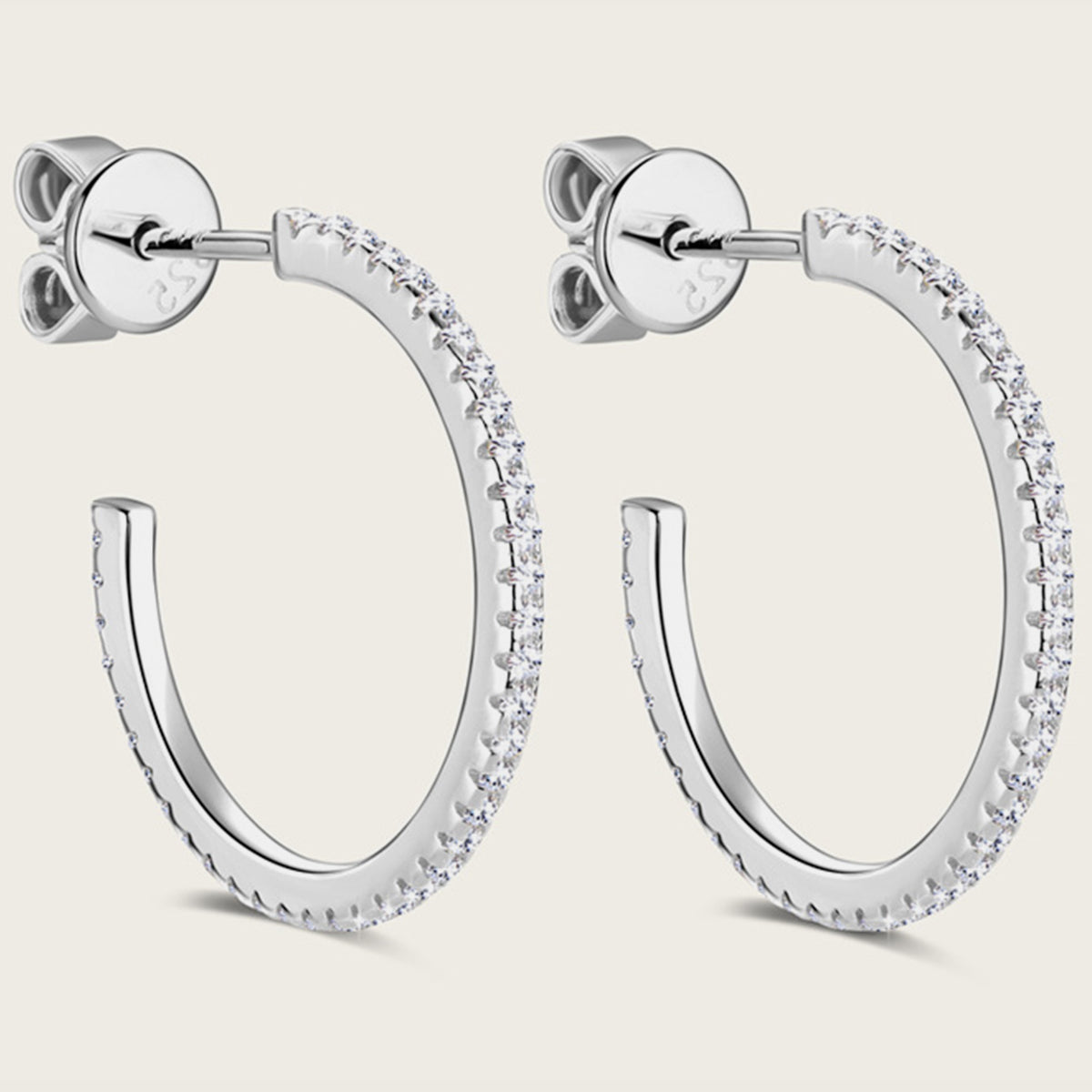 Inlaid Moissanite 925 Sterling Silver C-Hoop Earrings 