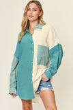 Double Take Full Size Pocketed Texture Button Up Shirt 