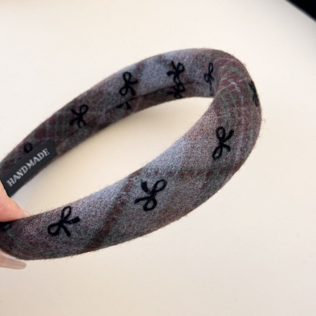 Bow Plaid Polyester Hair Headband 