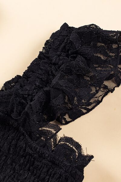 Lace Ruffled Wide Strap Midi Dress Dresses