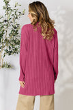 Basic Bae Full Size Ribbed Open Front Cardigan with Pockets 