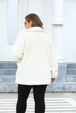 Plus Size Fuzzy Collared Neck Long Sleeve Jacket 