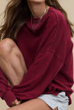 Side Slit Round Neck Long Sleeve Sweatshirt 