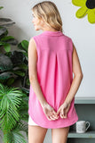 Heimish Full Size Texture Button Up Sleeveless Top 