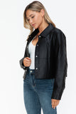 Snobbish Snap Down Long Sleeve PU Leather Jacket 