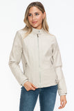 Snobbish Faux Leather Biker Jacket with Side Zip Pockets 
