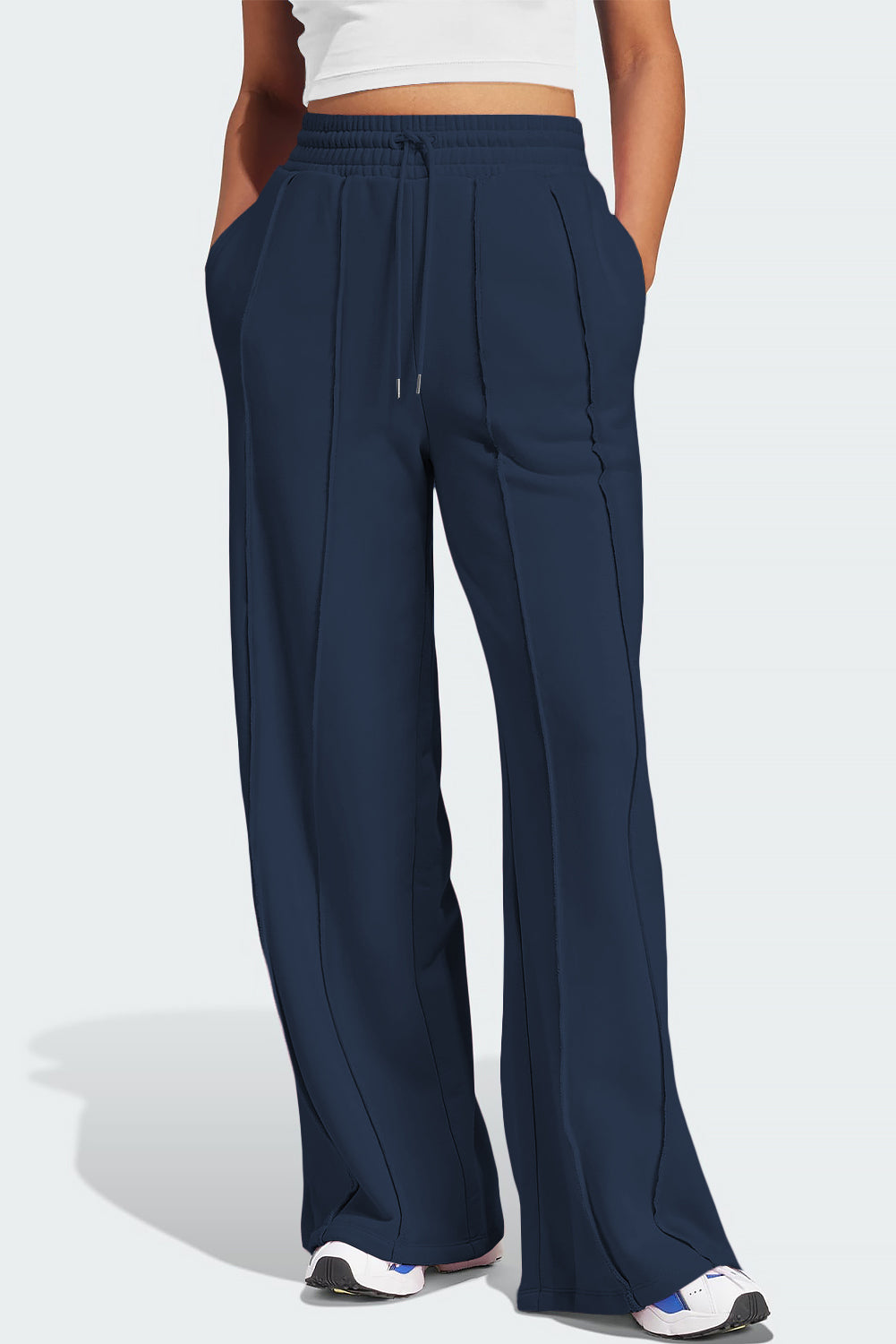 Drawstring Wide Leg Active Pants 