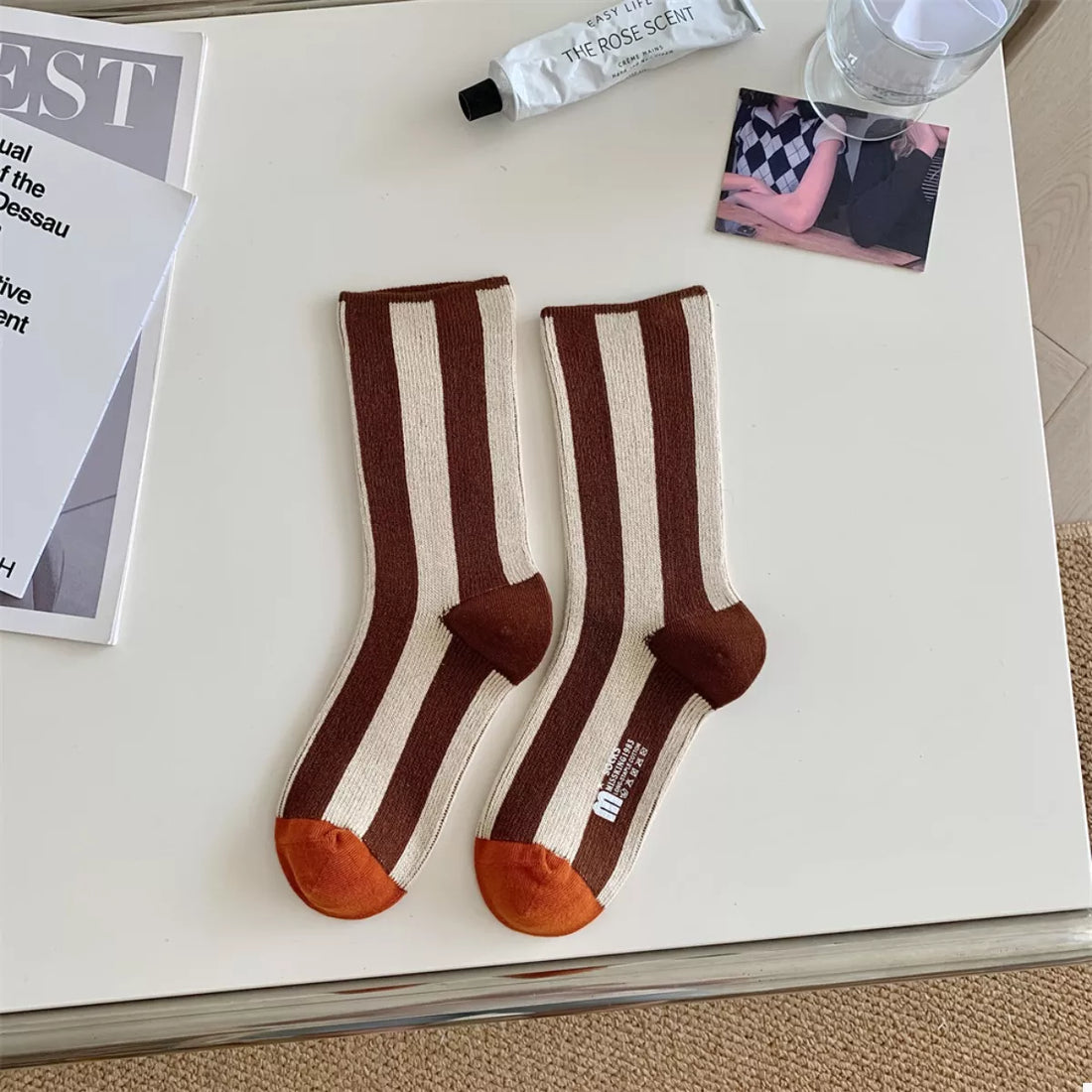 Contrast Striped Crew Socks Lingerie & Nightwear