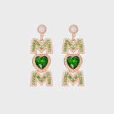 MOM Pearl Rhinestone Alloy Earrings 