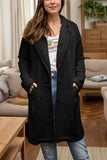 Full Size One Button Long Sleeve Longline Plush Coat 