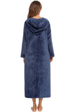 Zip Front Hooded Night Dress with Pockets 