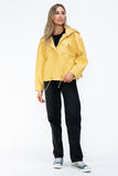 How Dare U Drawstring Hem PU Leather Zip Up Jacket 