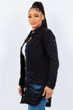 American Bazi Distressed Button Up Long Sleeve Denim Jacket 