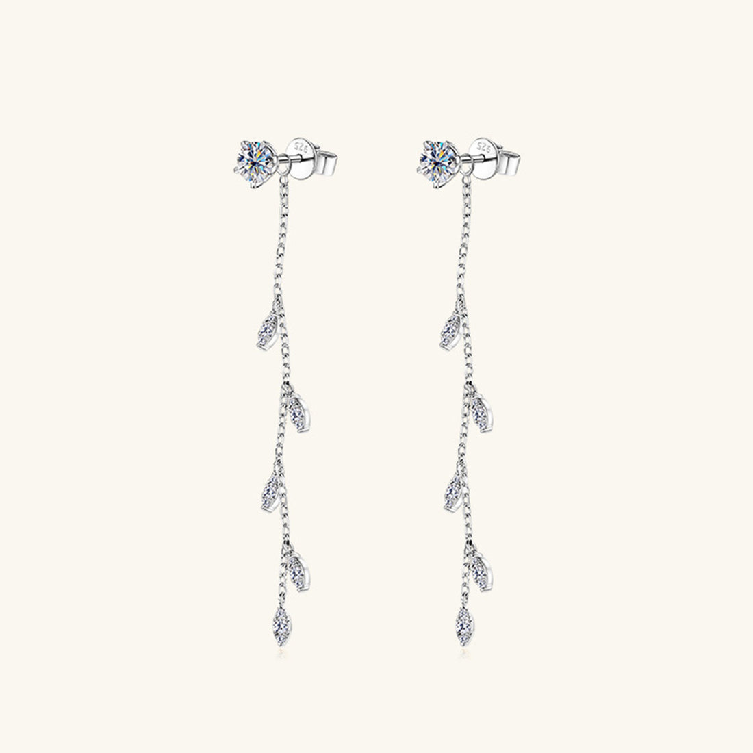1.38 Carat Moissanite 925 Sterling Silver Leaf Earrings 