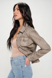 Coalition LA Button Down Cargo Vegan Leather Shacket 