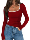 Scoop Neck Long Sleeve T-Shirt 