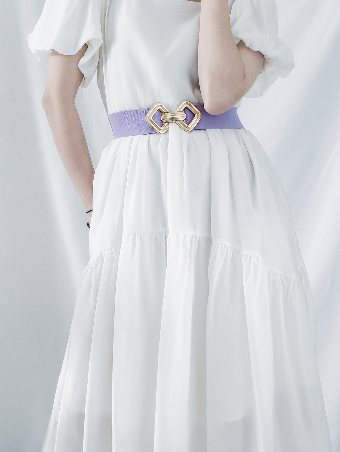 Geometric Buckle Elastic Wide Belt 