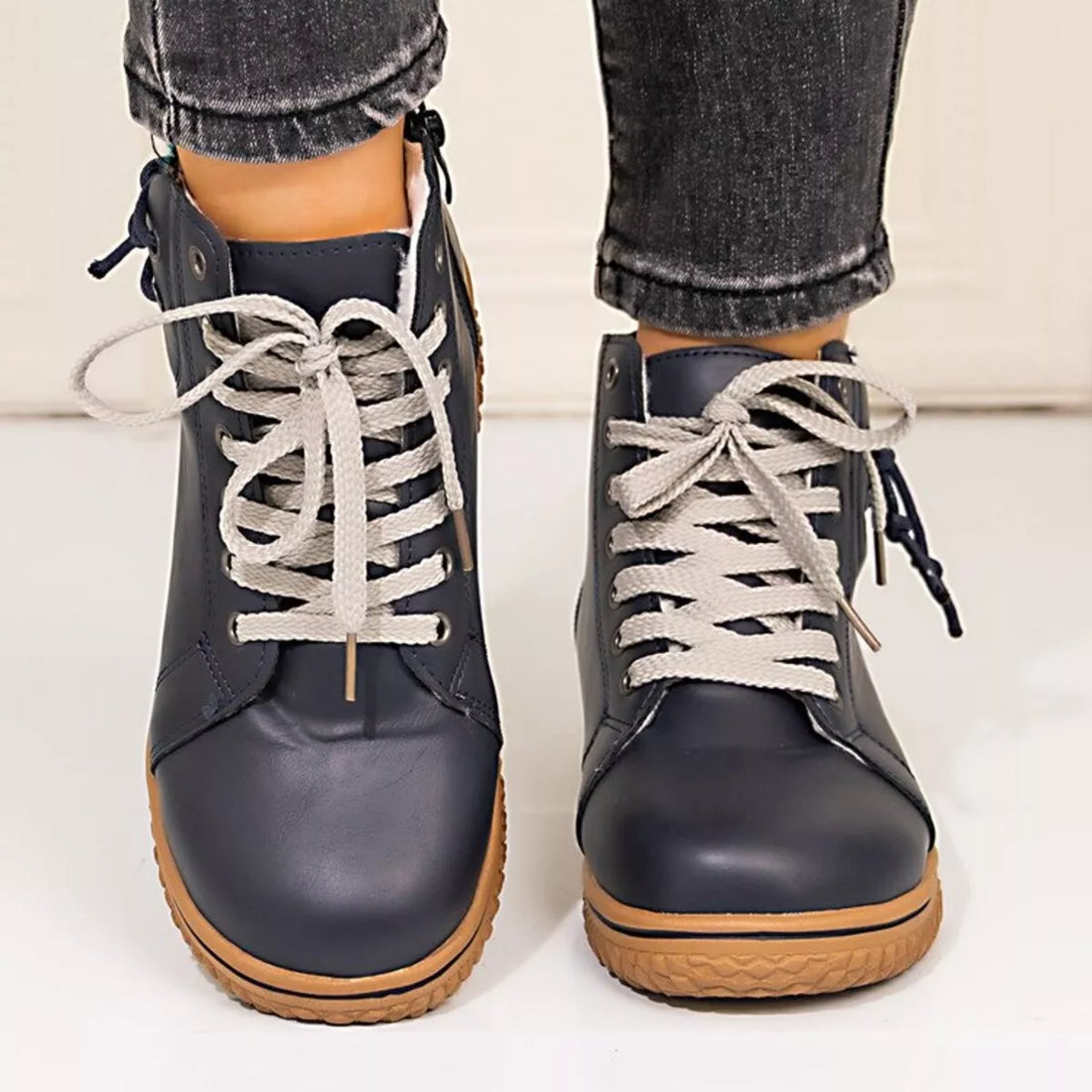 Round Toe Platform Ankle Boots 