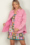 VERY J Full Size Button Up Raw Hem Long Sleeve Jacket 