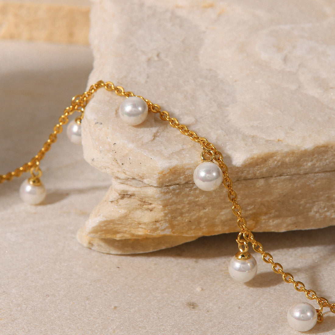 Pearl 18K Gold-Plated Charm Anklet 