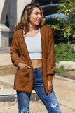 Full Size Teddy Hooded Jacket with Pockets 