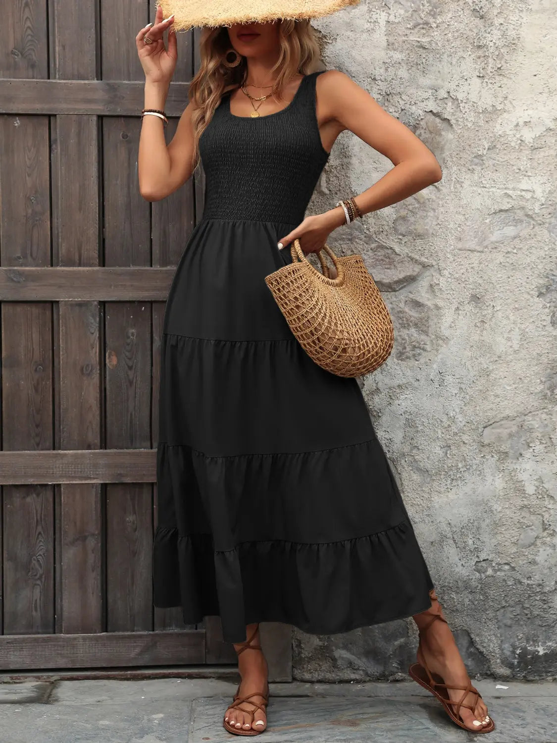 Ivy Lane Smocked Scoop Neck Sleeveless Tank Dress dress