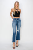 RISEN Full Size Frayed Step Hem Ankle Straight Jeans 