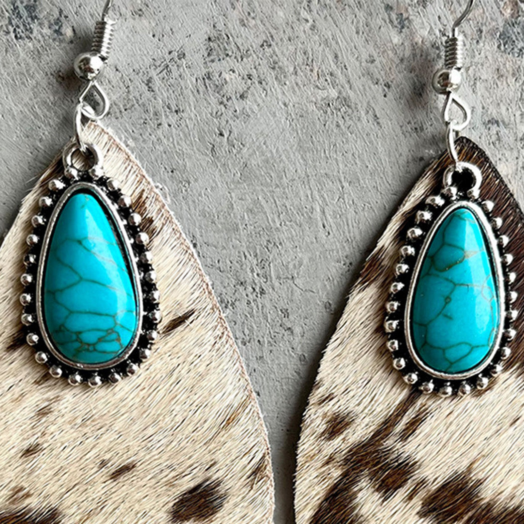 Artificial Turquoise Teardrop Earrings 
