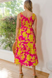 ODDI Full Size Floral Smocked Ruffled Midi Dress Dresses