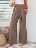 Elastic Waist Wide Leg Pants Pants