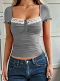 Lace Detail Short Sleeve T-Shirt 